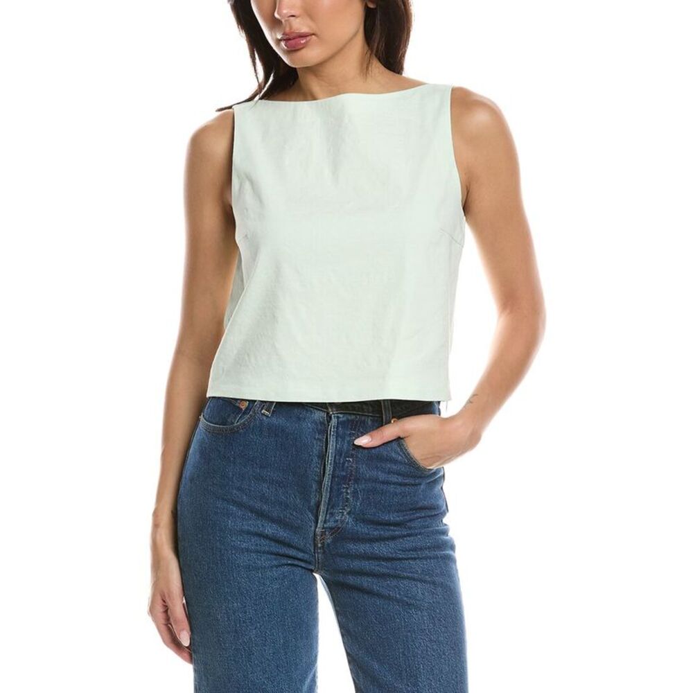 Theory Womens Linen-Blend Bateau Top